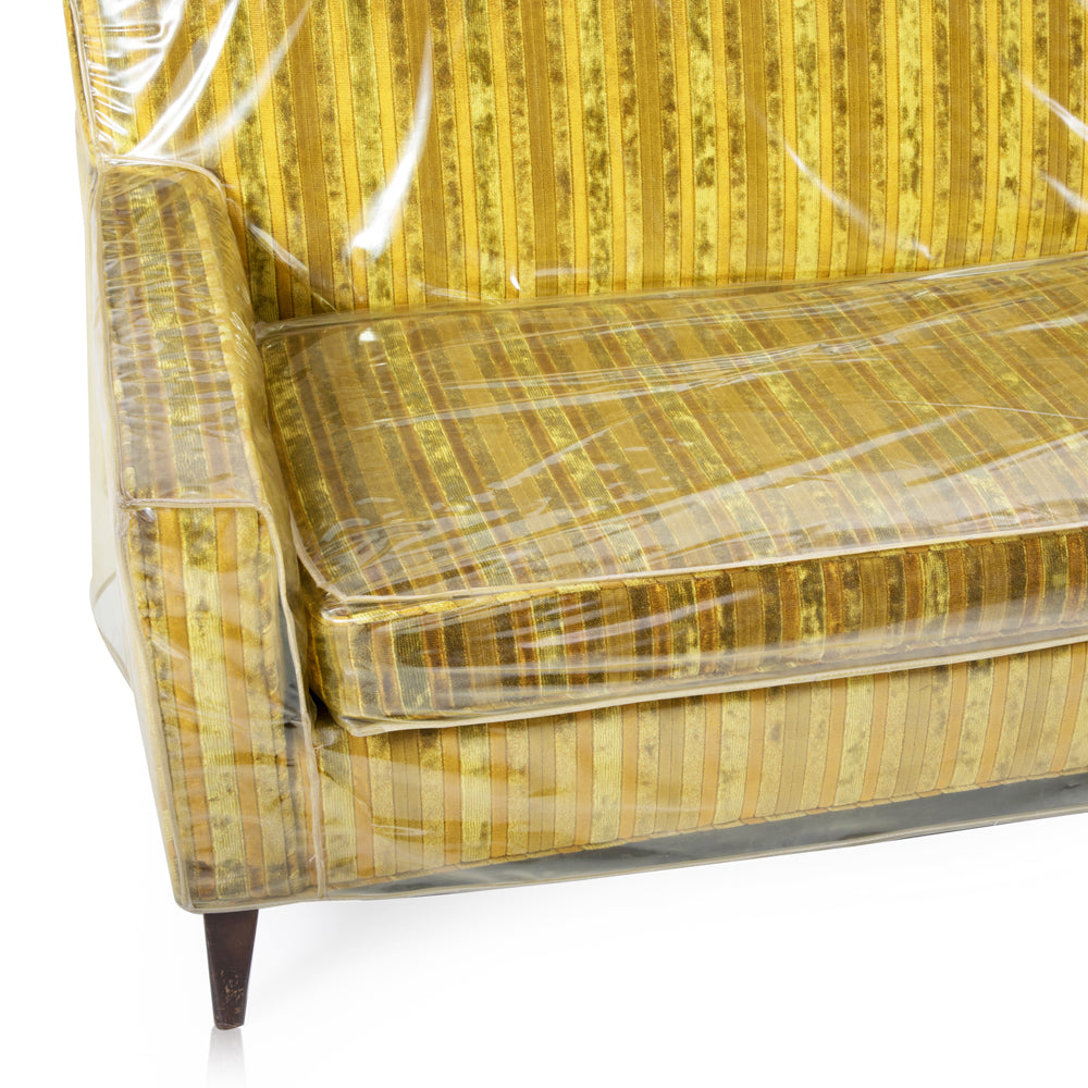 Gold + Mustard Stripes Love Seat (NO LONGER COVERED IN PLASTIC)