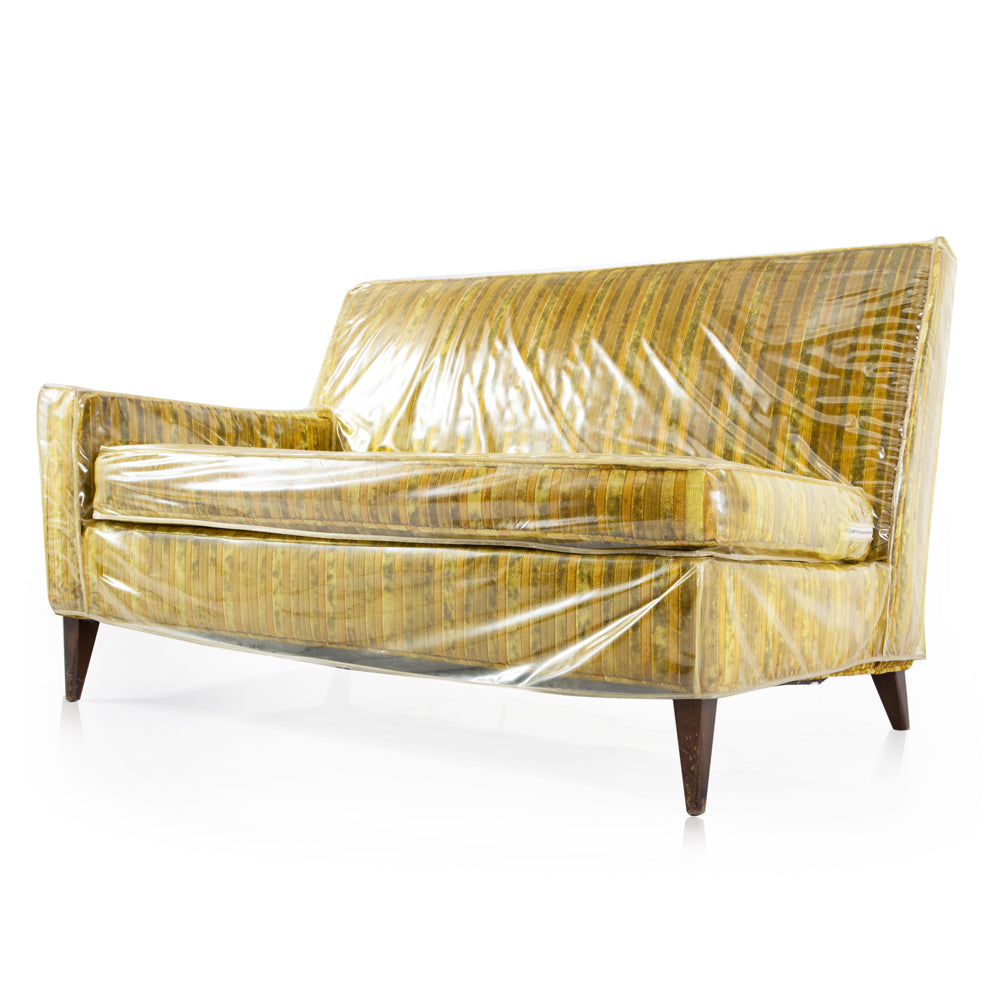 Gold + Mustard Stripes Love Seat (NO LONGER COVERED IN PLASTIC)