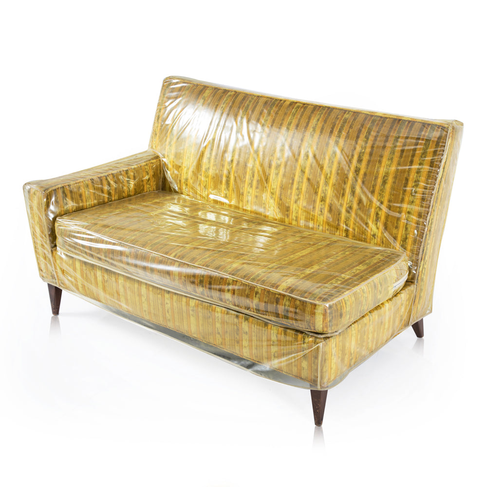 Gold + Mustard Stripes Love Seat (NO LONGER COVERED IN PLASTIC)