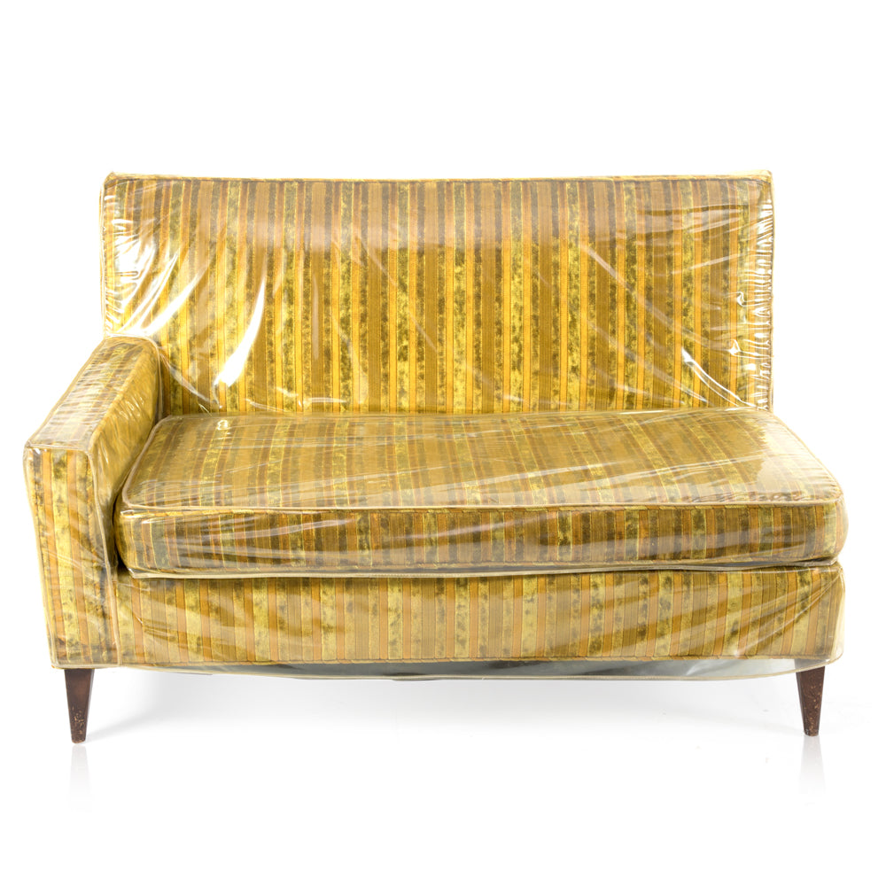 Gold + Mustard Stripes Love Seat (NO LONGER COVERED IN PLASTIC)