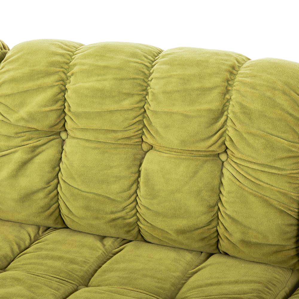 Green Fabric Chrome Frame Vintage Sofa