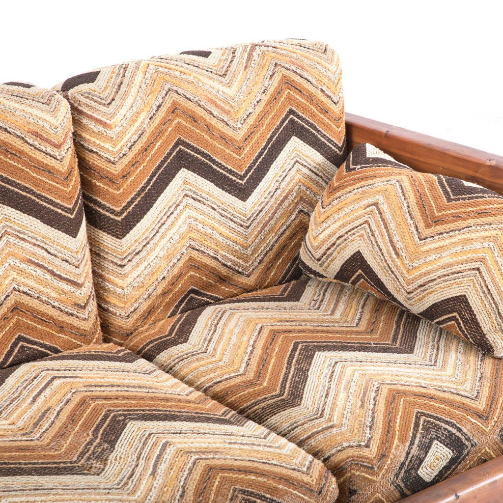 Chunky Wood + Brown Zig Zag Cushion Sofa
