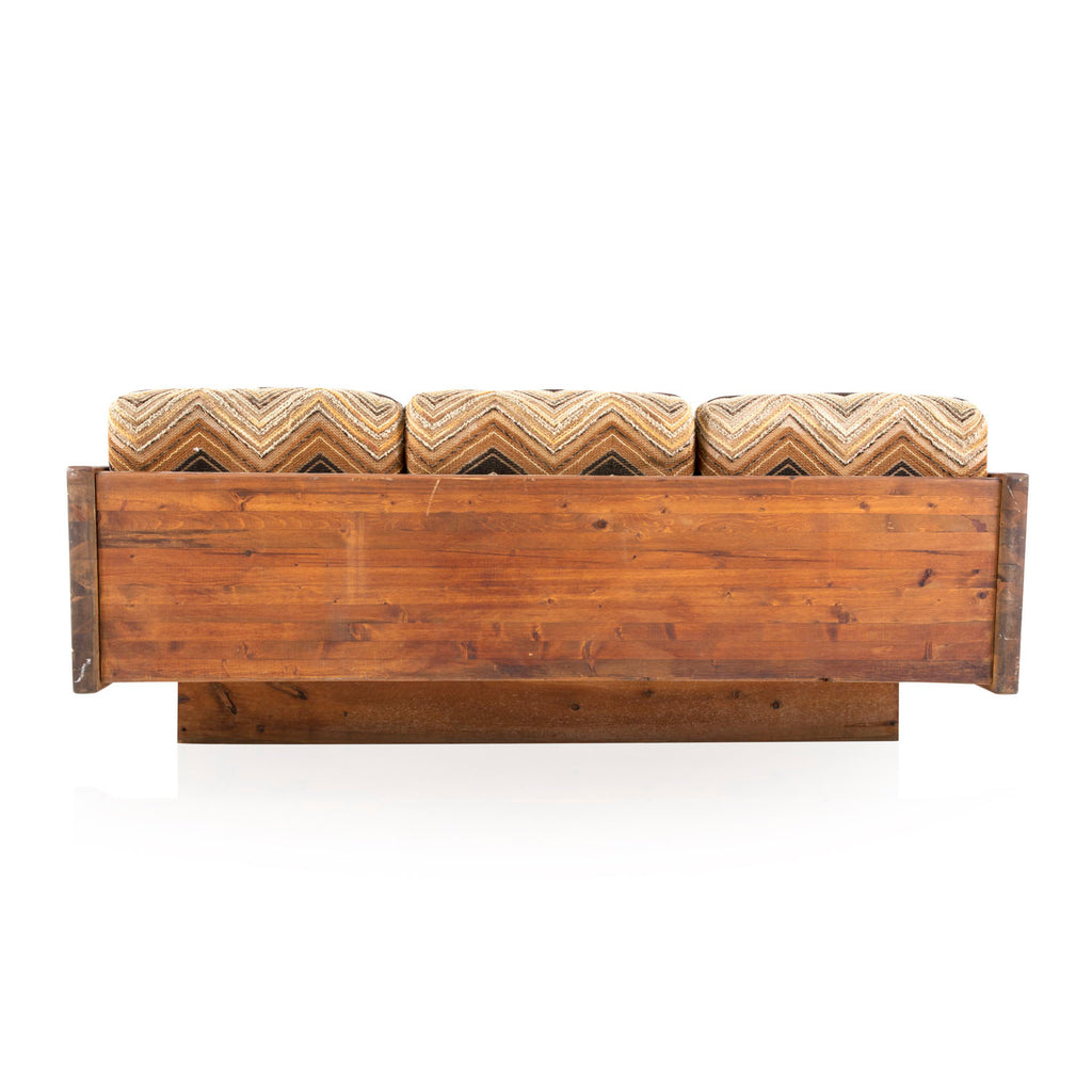 Chunky Wood + Brown Zig Zag Cushion Sofa