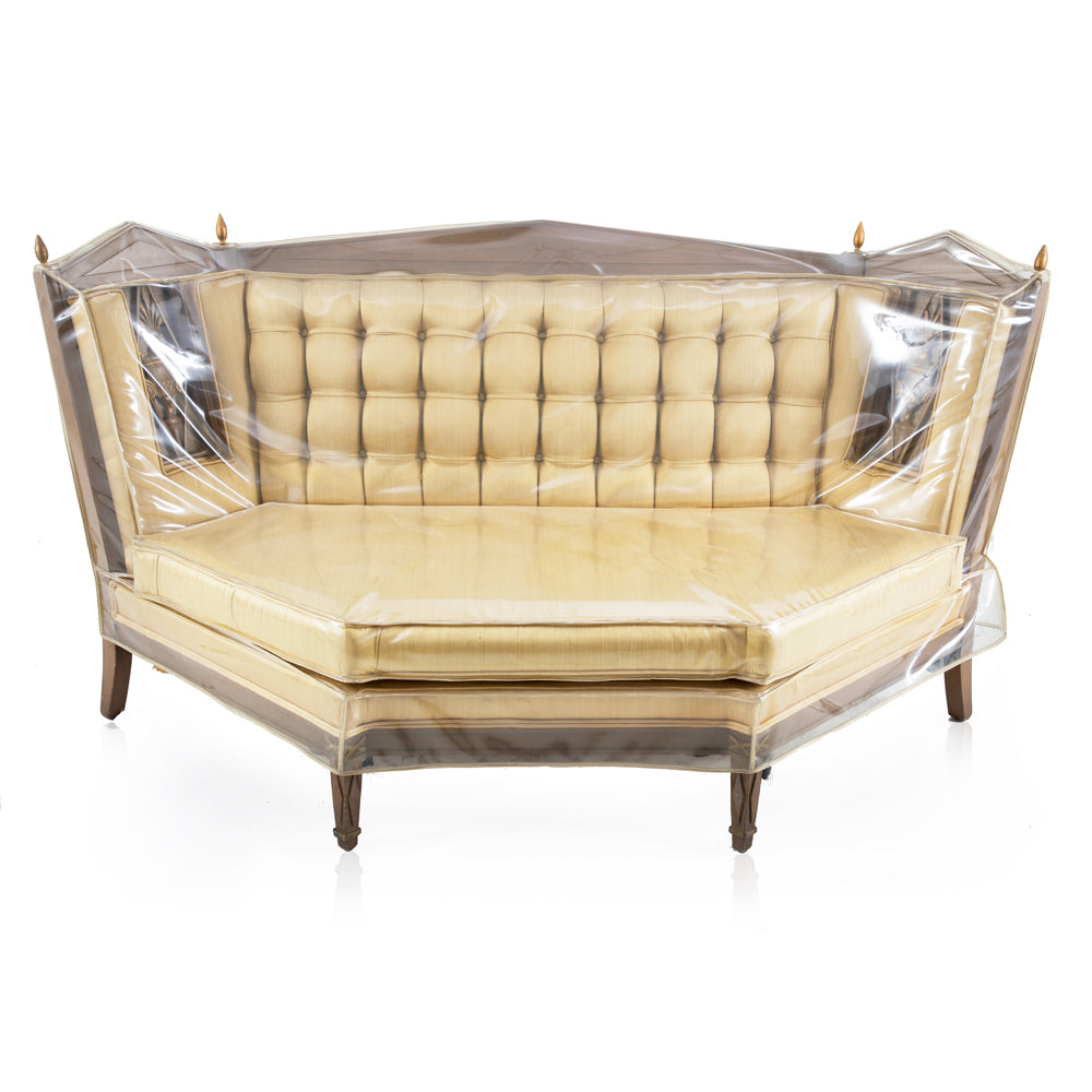 Plastic Covered Gold 3-pc Sectional Sofa