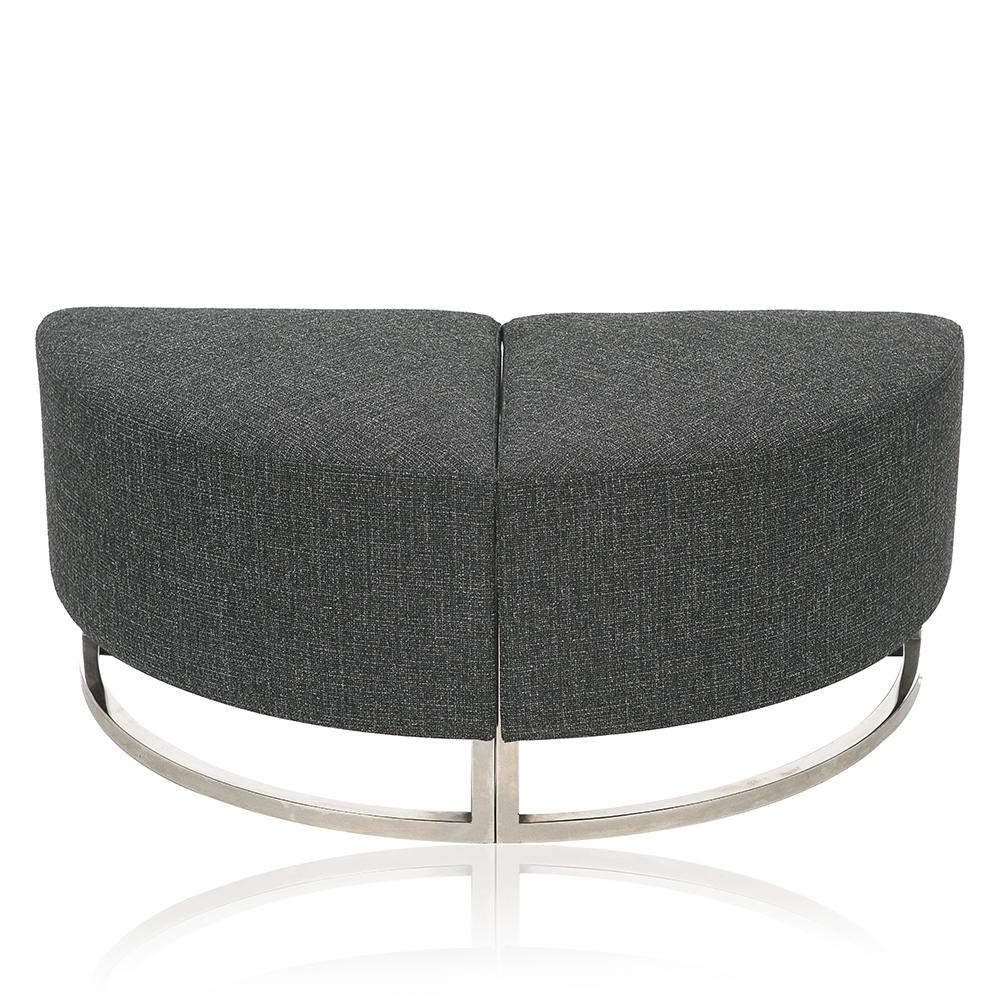 White Marble & Grey Round Ottoman Coffee Table