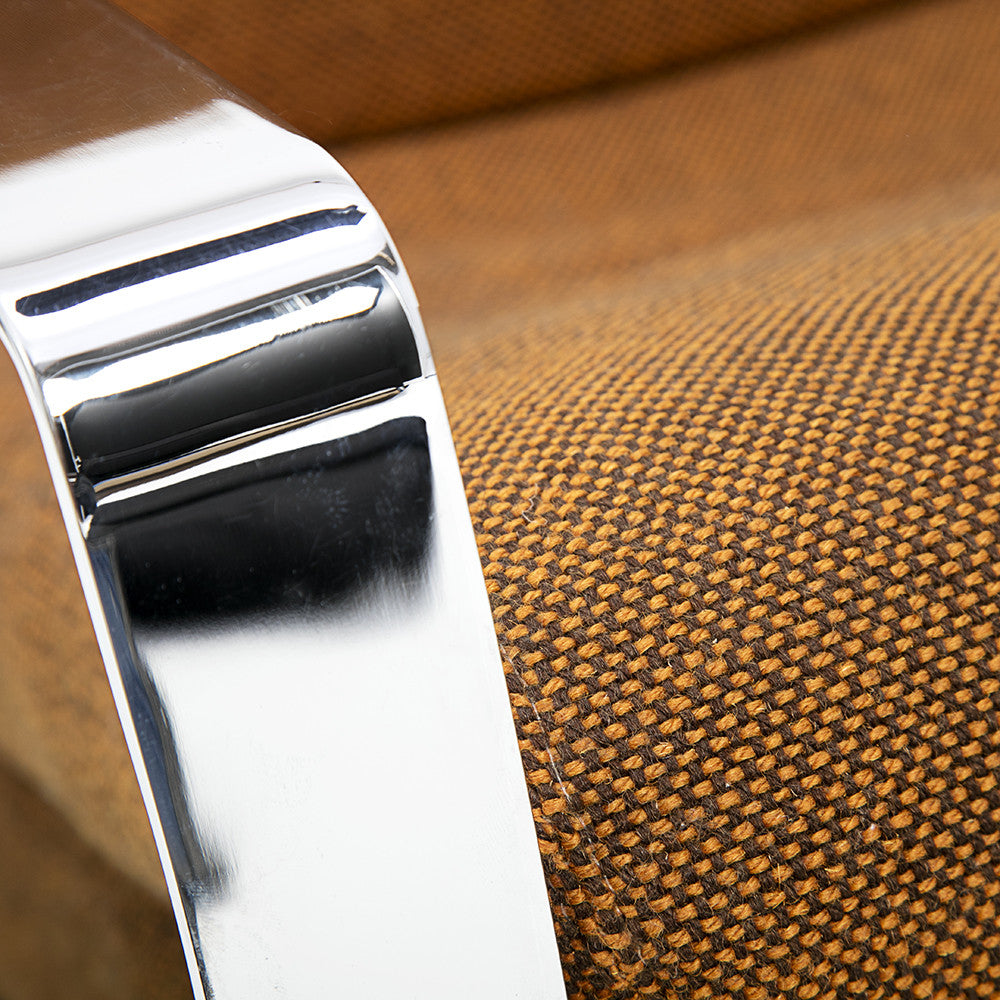 Tan Armchair with Chrome Frame