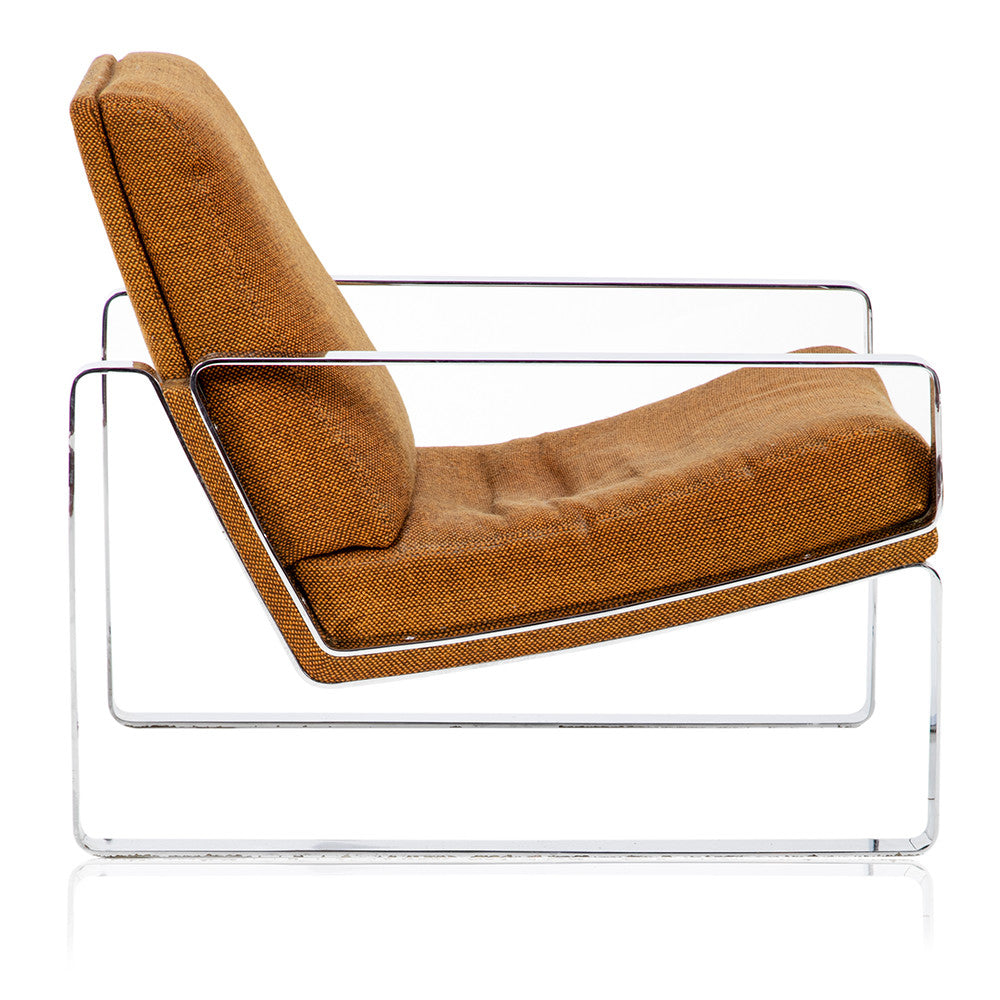 Tan Armchair with Chrome Frame