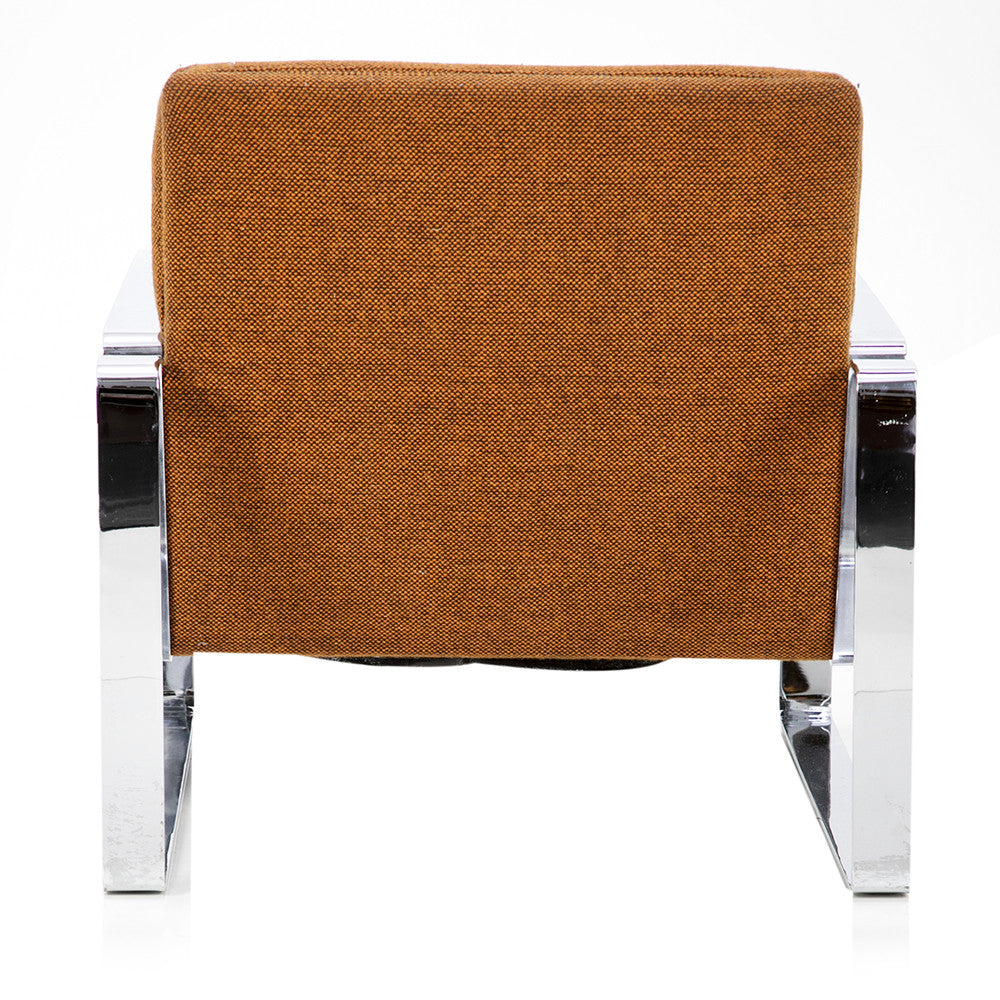 Tan Armchair with Chrome Frame