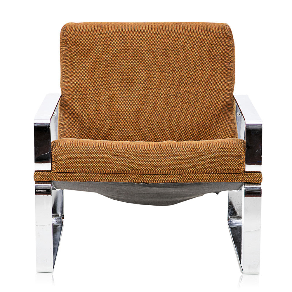 Tan Armchair with Chrome Frame