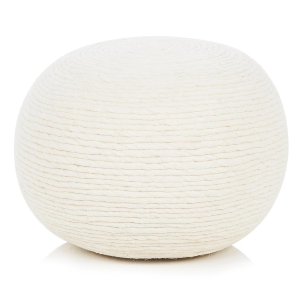 Off-white Yarn Pouf Ottoman