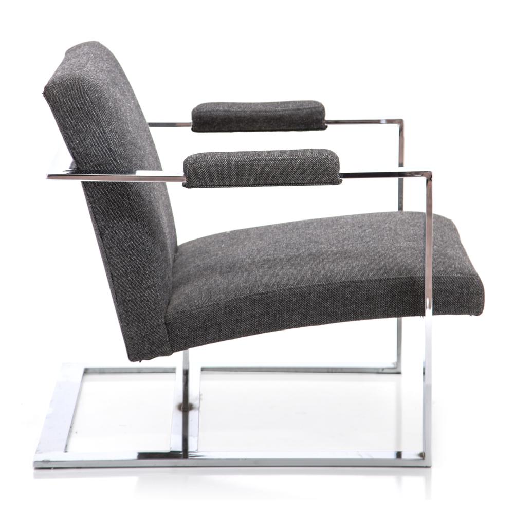 Grey Tweed Lounge Chair and Ottoman
