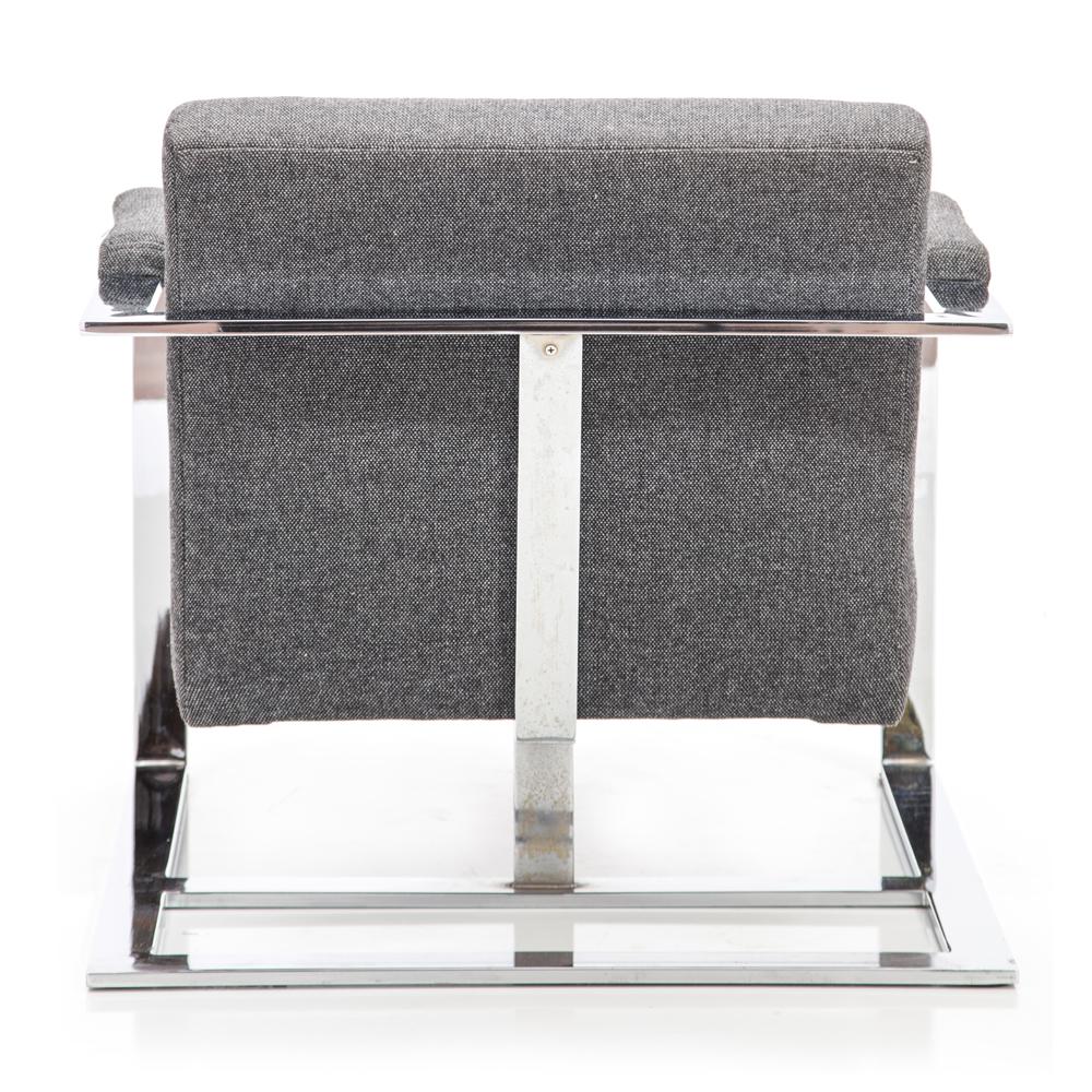Grey Tweed Lounge Chair and Ottoman