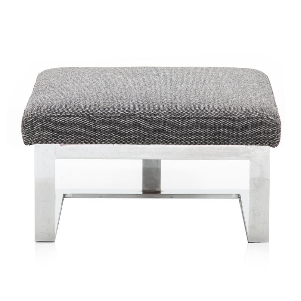 Grey Tweed Lounge Chair and Ottoman