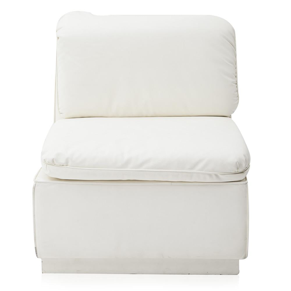 White Cream Vinyl Sectional Sofa