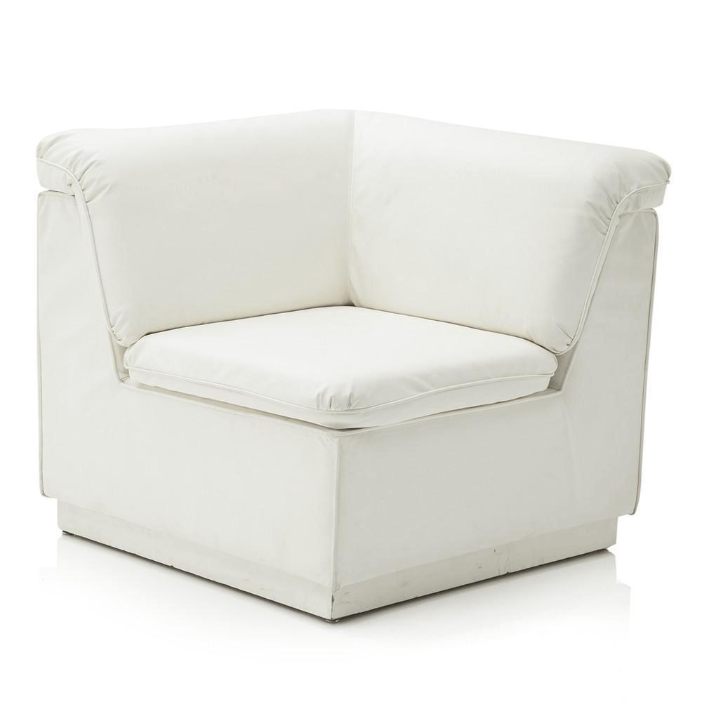 White Cream Vinyl Sectional Sofa