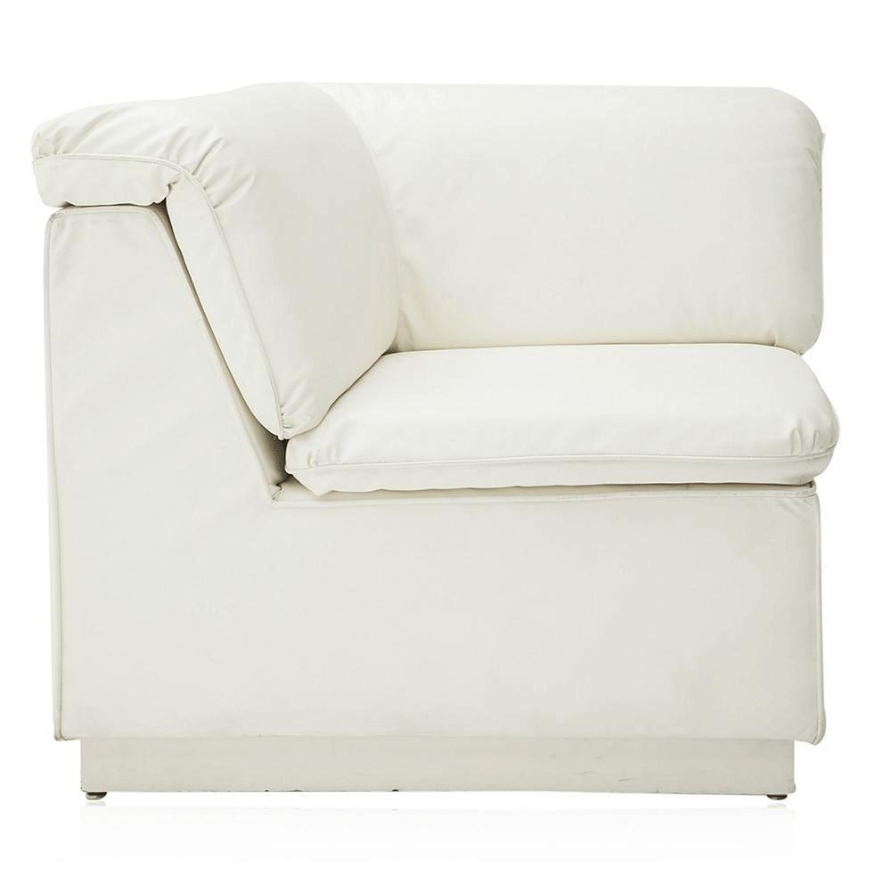 White Cream Vinyl Sectional Sofa
