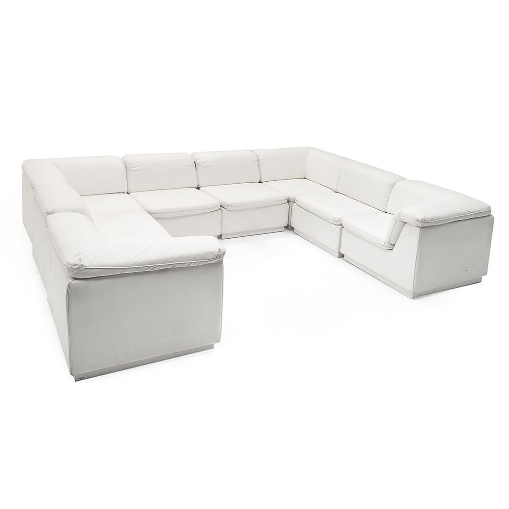 White Cream Vinyl Sectional Sofa