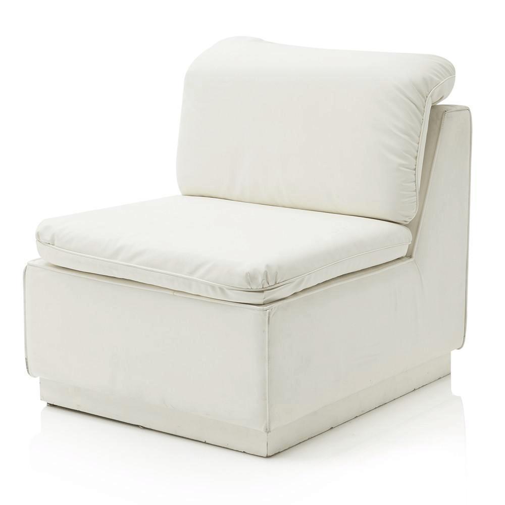 White Cream Vinyl Sectional Sofa