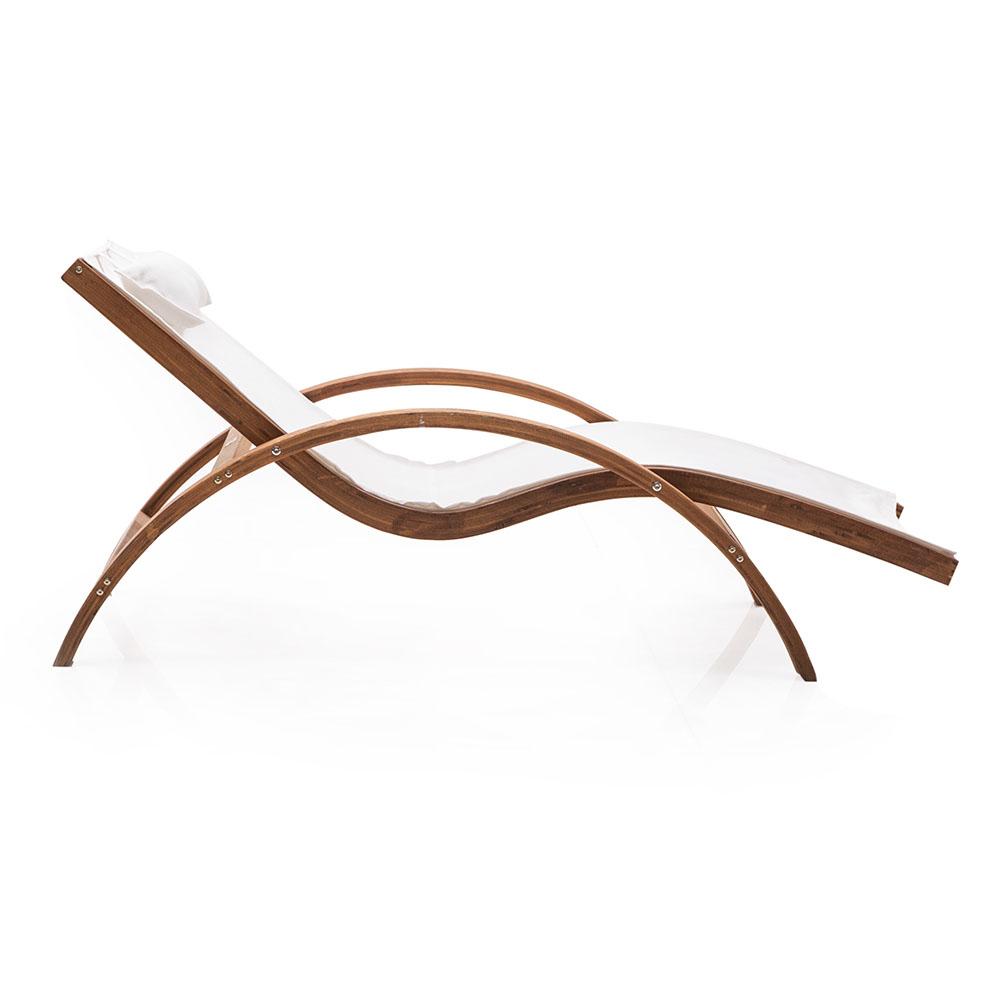 Wood Wave Outdoor Chaise Lounger w White Top