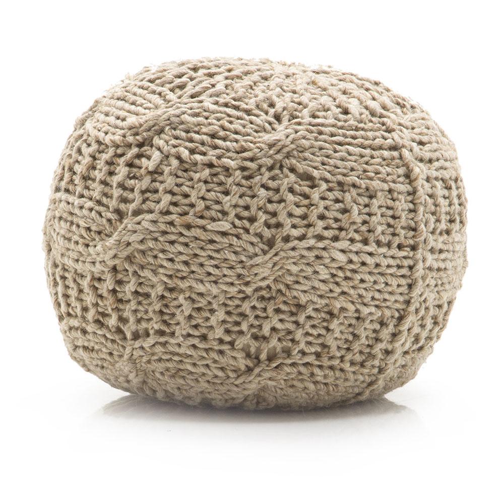 Oatmeal Knit Ottoman