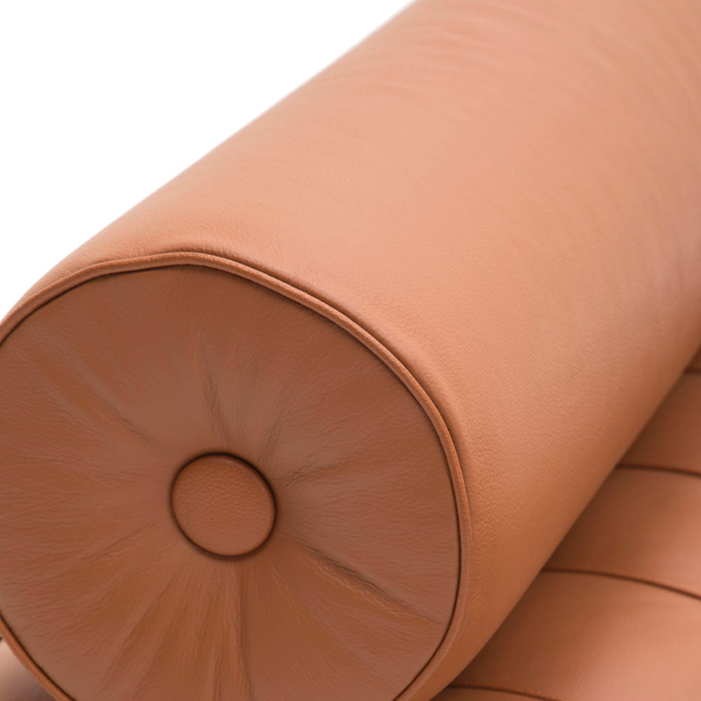 Caramel Leather Tufted Chaise Daybed