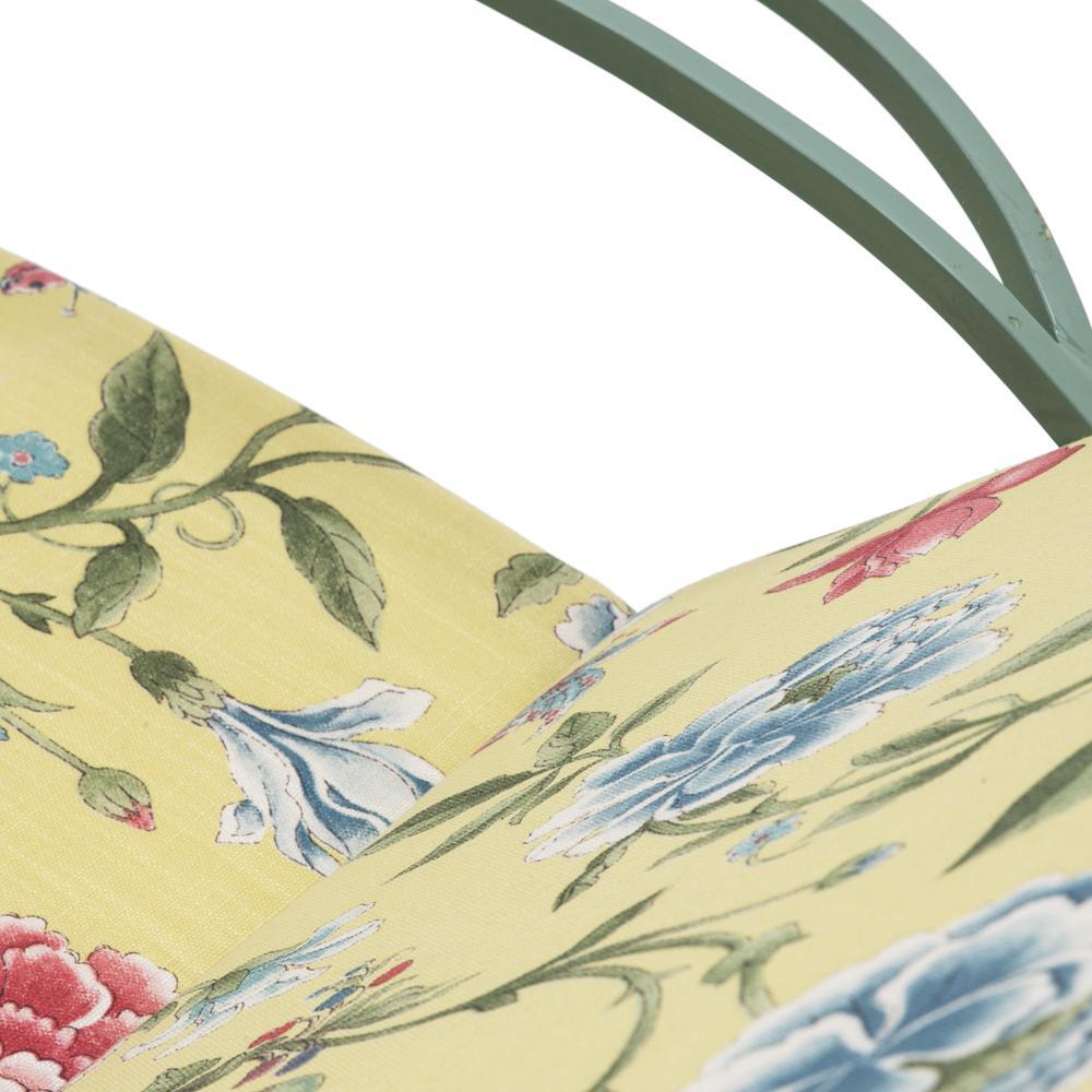 Green Iron Chaise Lounger w Floral Cushion