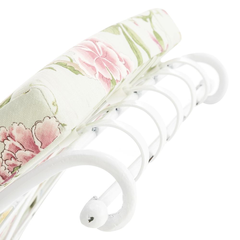 White Iron Scroll Floral Cushion Chaise Lounge