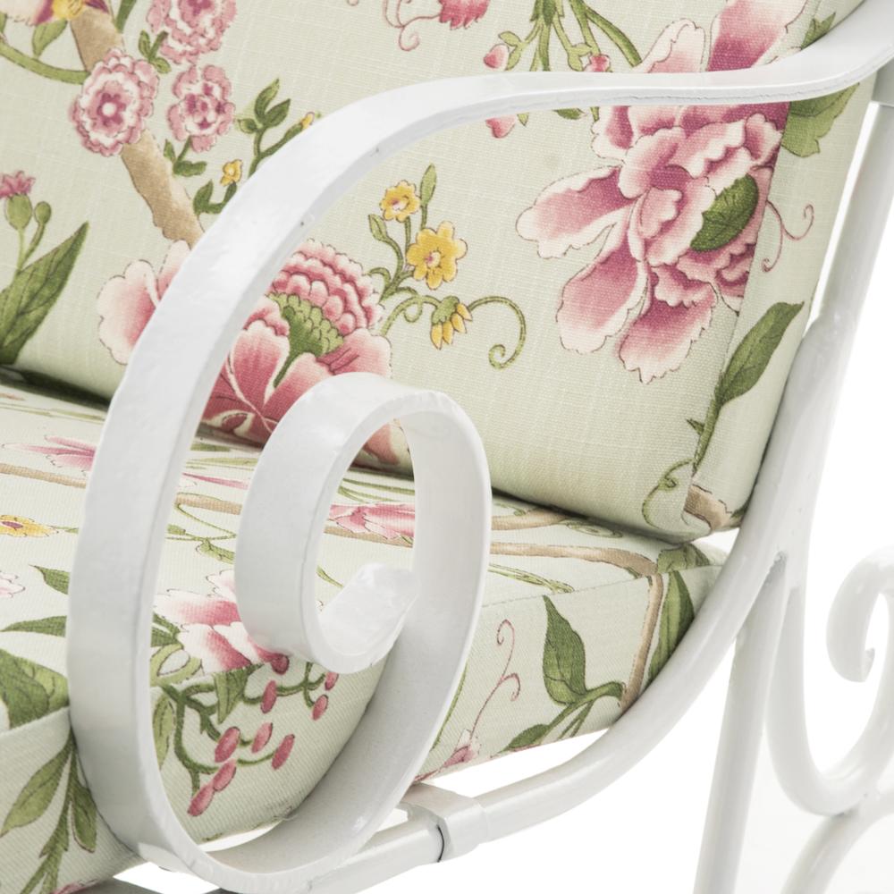 White Iron Scroll Floral Cushion Chaise Lounge