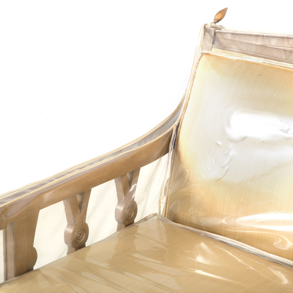 Gold & White Vintage Lounge Chair with Plastic Cover