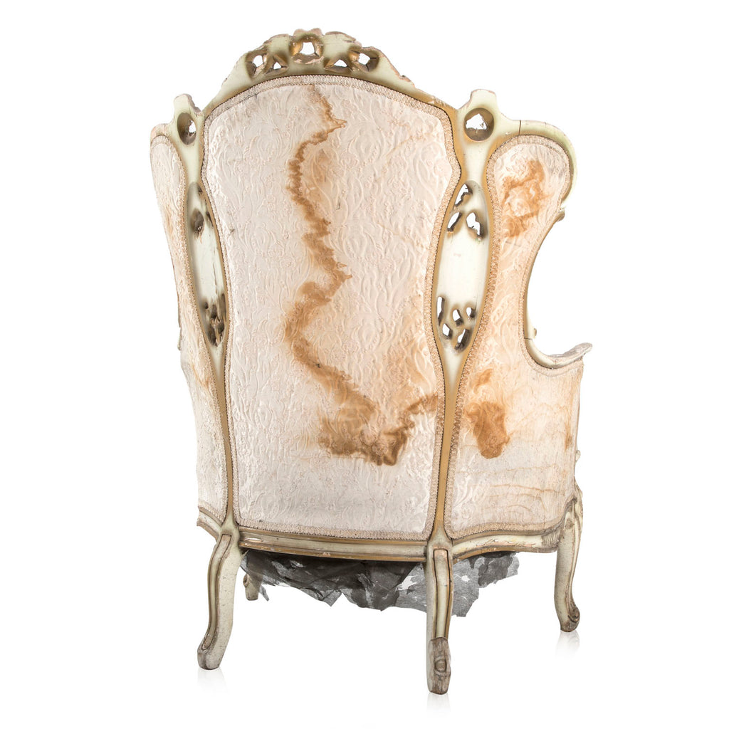 White Distressed Baroque Chair