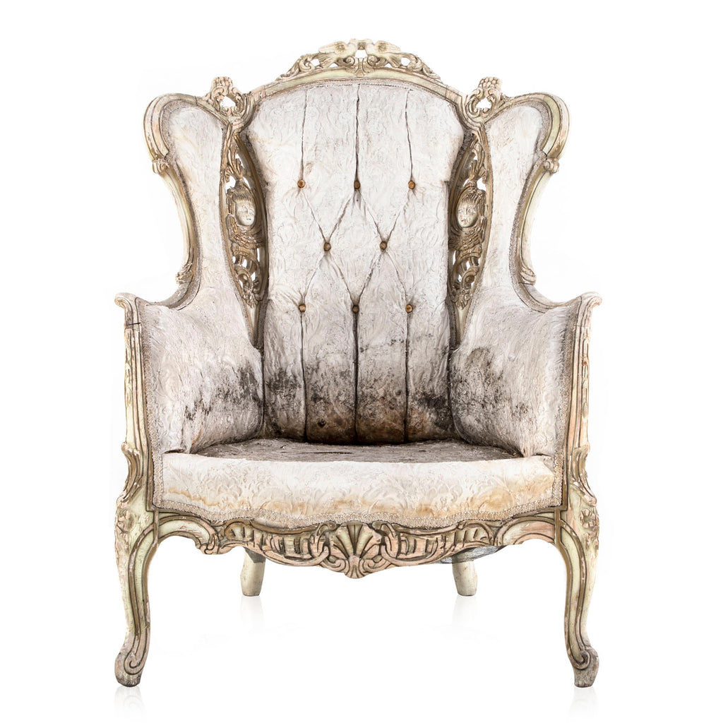 White Distressed Baroque Chair