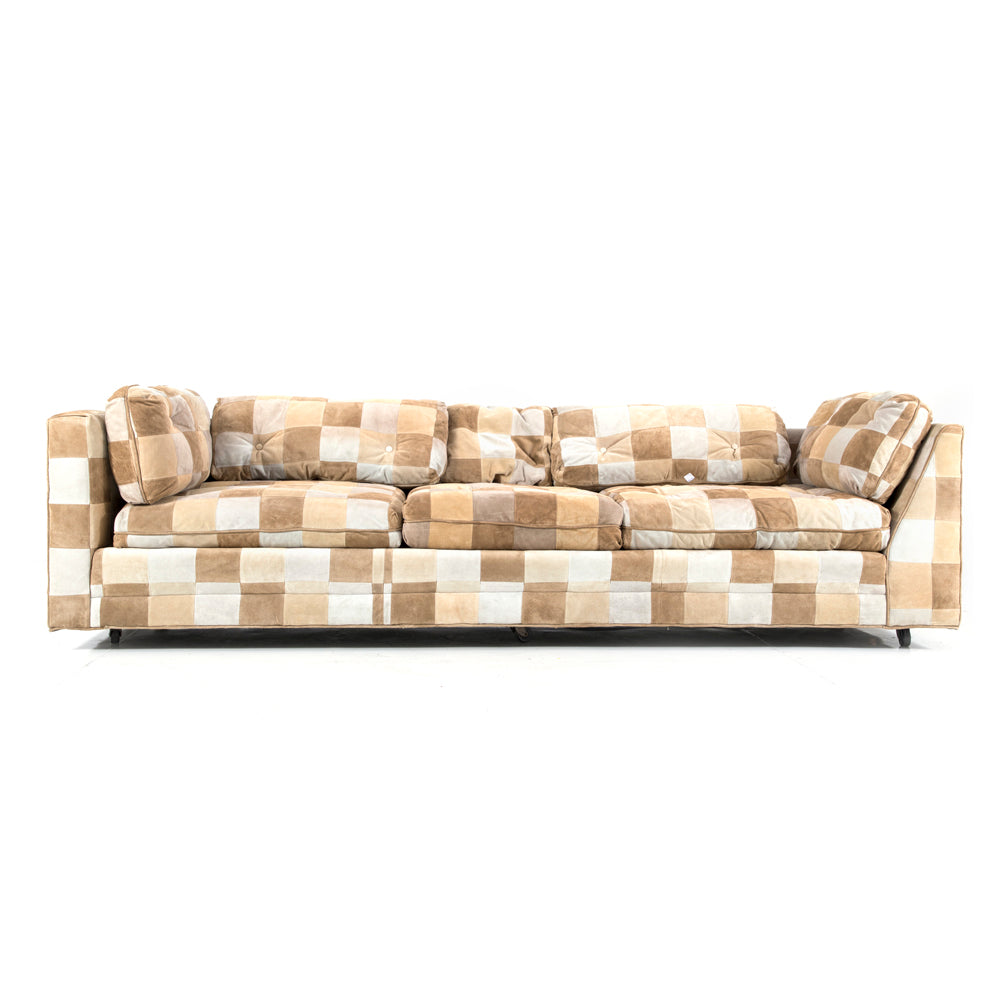Tan Suede Checkerboard Sectional