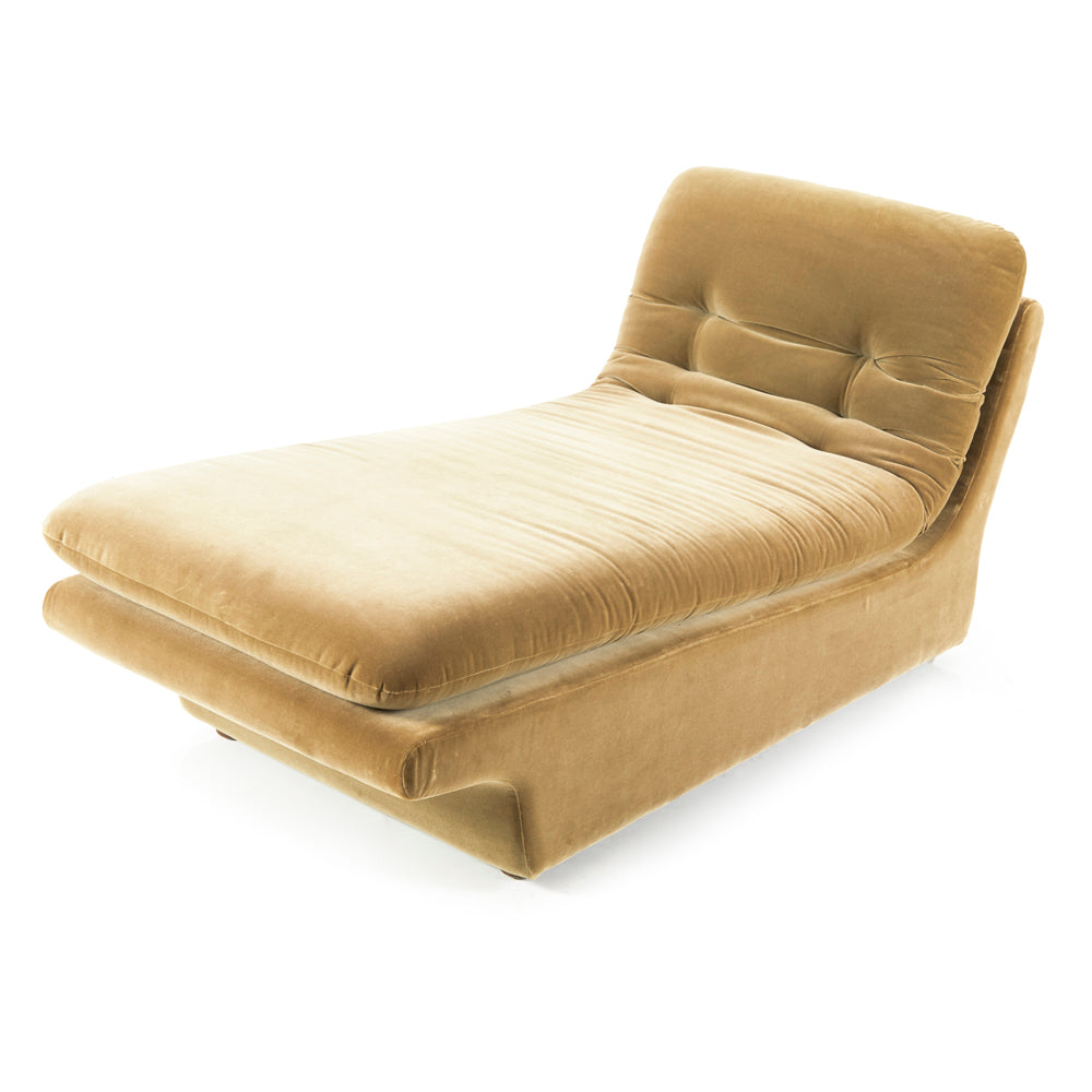 Tan Beige Velour Chaise Lounger