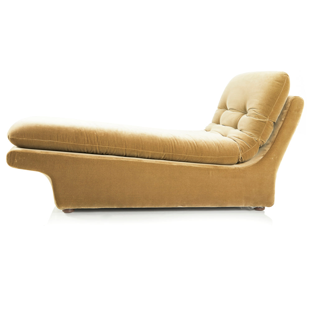 Tan Beige Velour Chaise Lounger