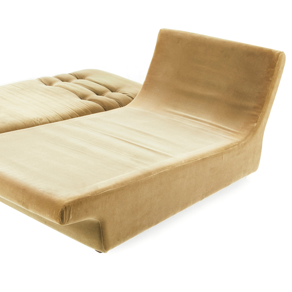 Tan Beige Velour Chaise Lounger