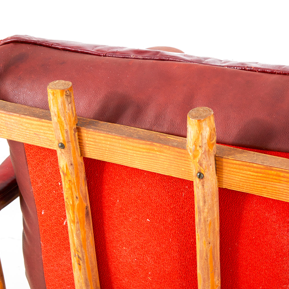 Rustic Red Leather Sofa