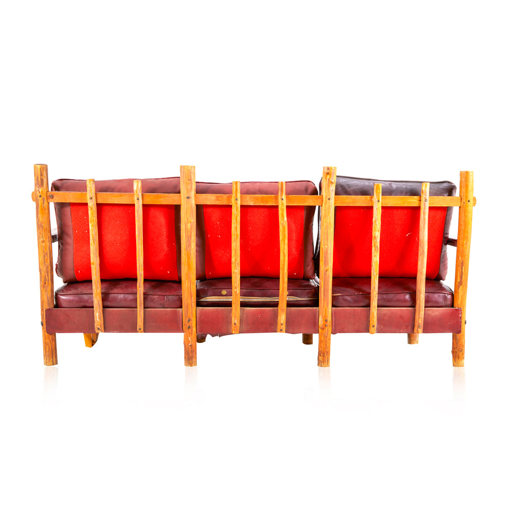 Rustic Red Leather Sofa