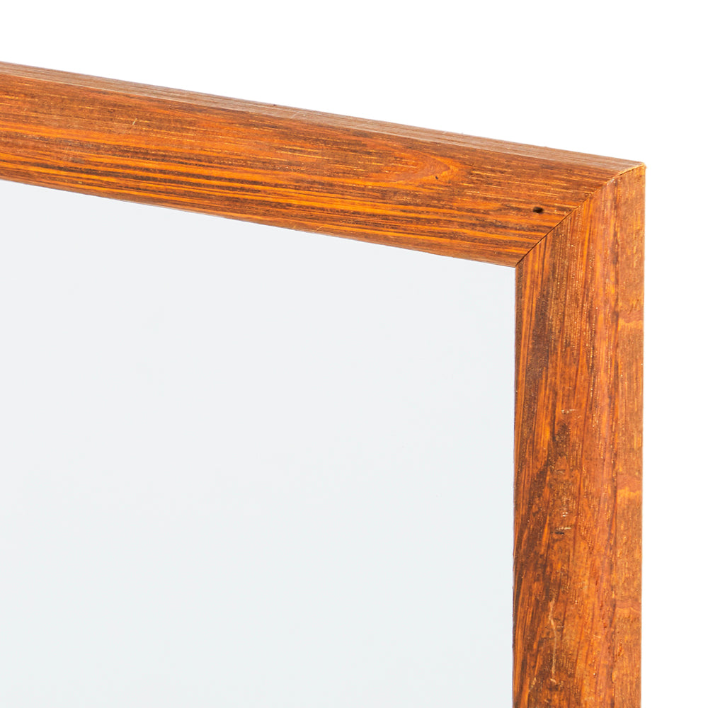 Wood Frame Flower Etched Mirror