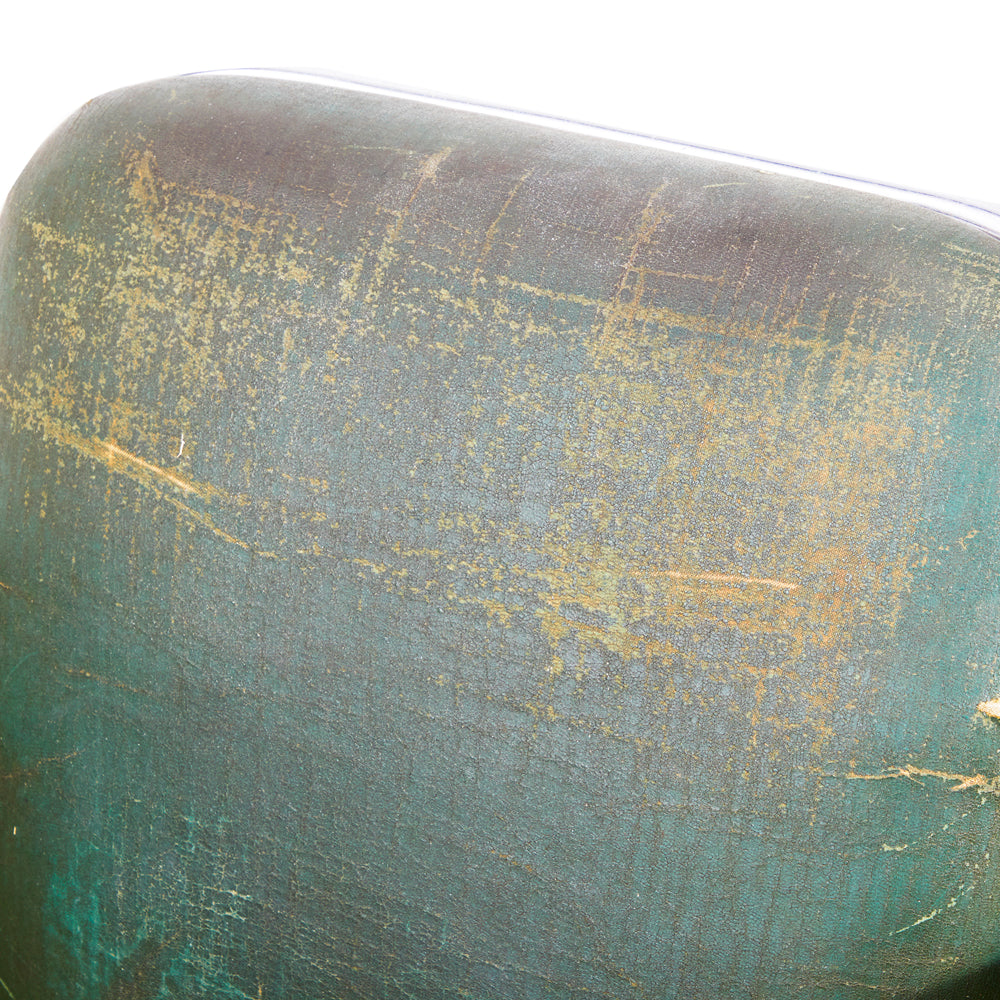 Distressed Green Leather Armchair
