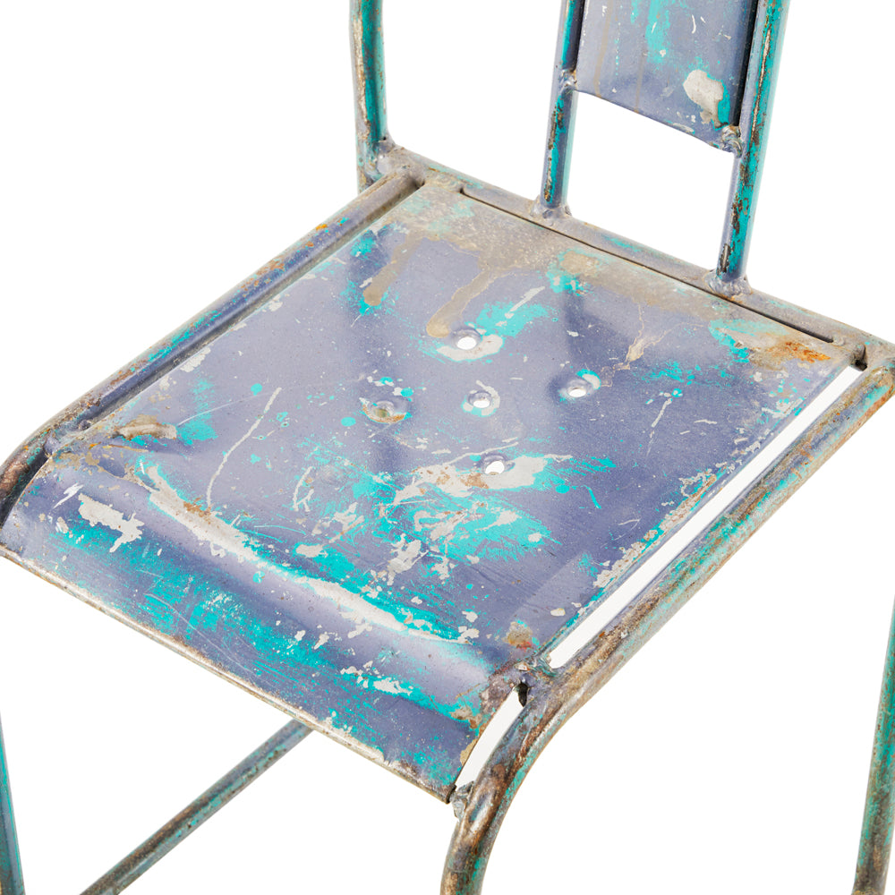 Blue Weathered Metal Chair