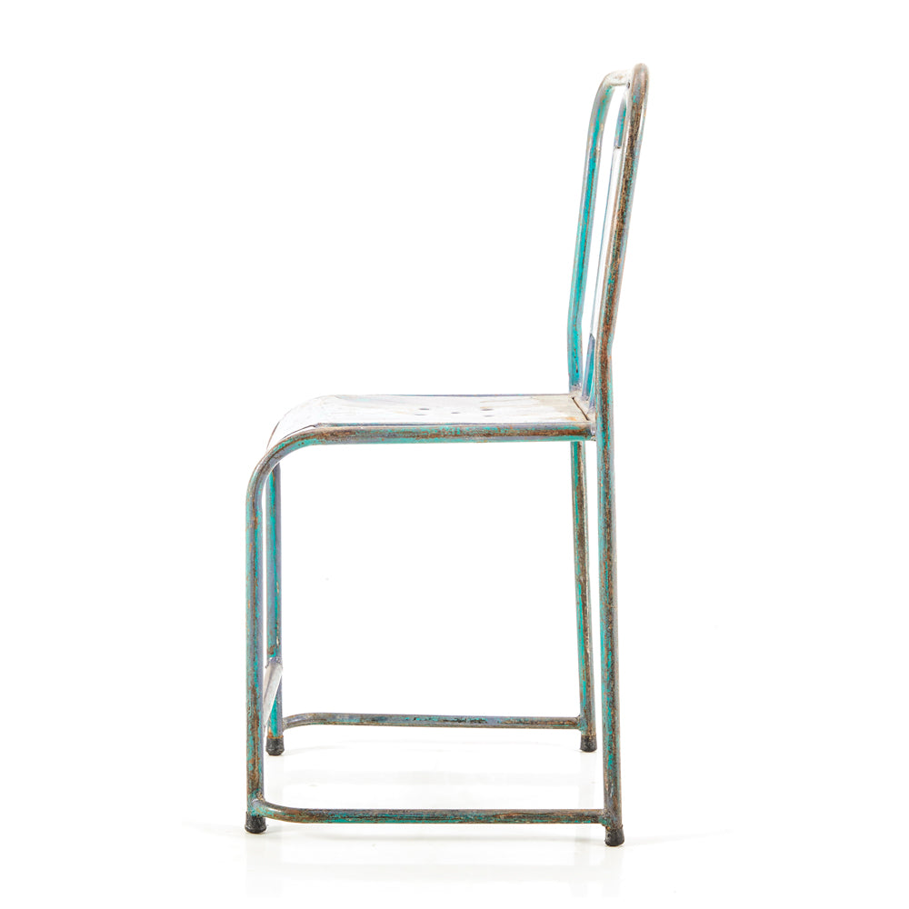 Blue Weathered Metal Chair