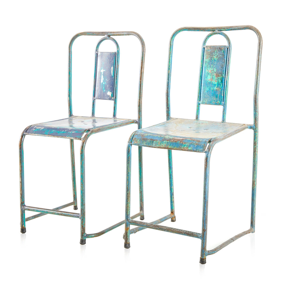 Blue Weathered Metal Chair