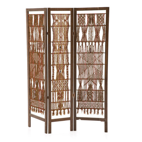Brown & Orange Woven Macrame Room Divider