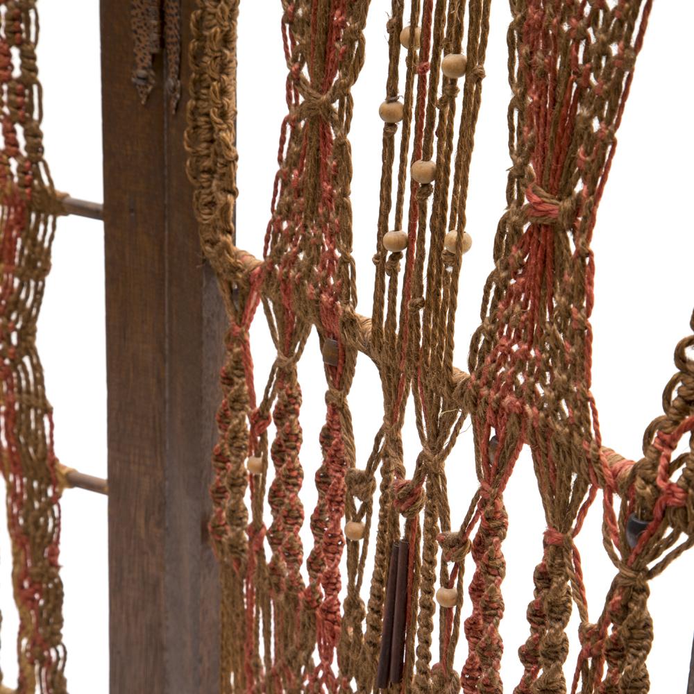Brown & Orange Woven Macrame Room Divider