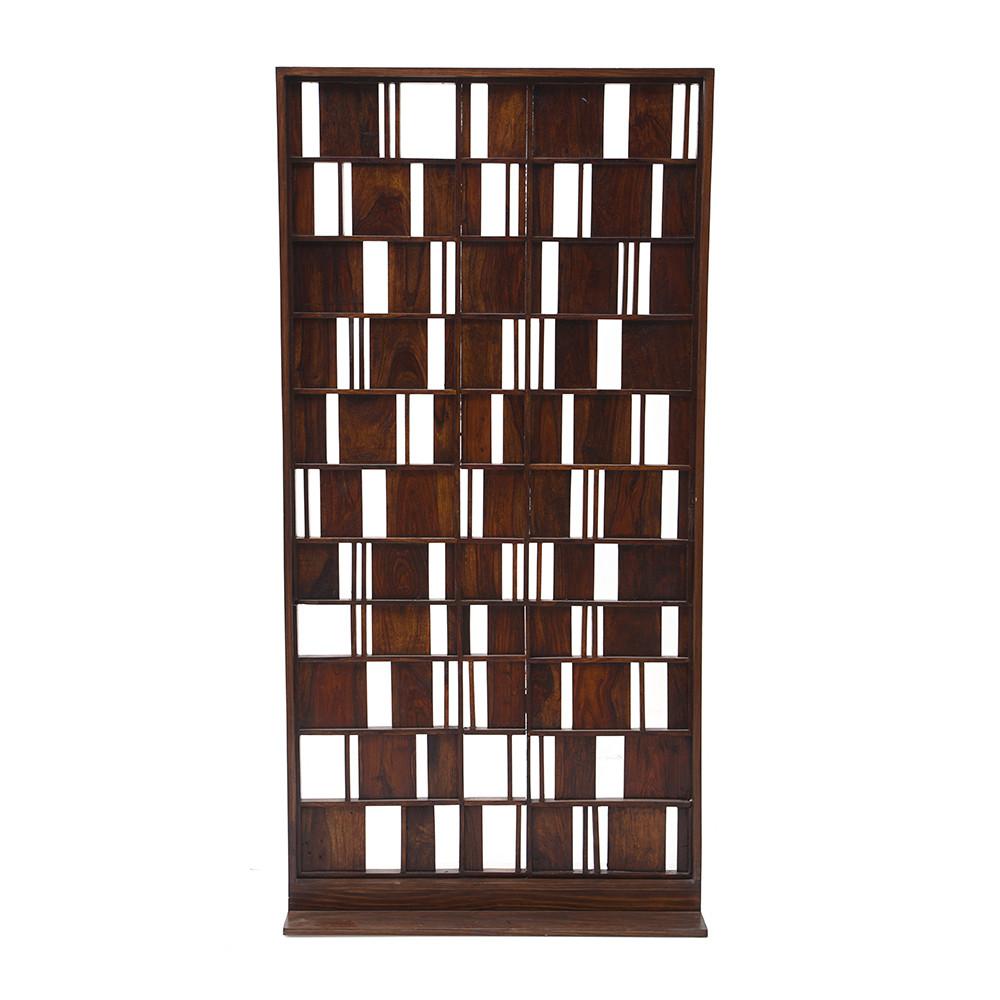 Heavy Dark Brown Wood Divider Screen