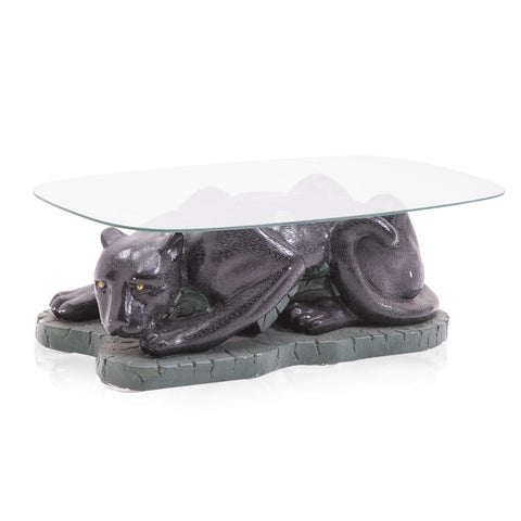 Black Panther Glass Top Coffee Table