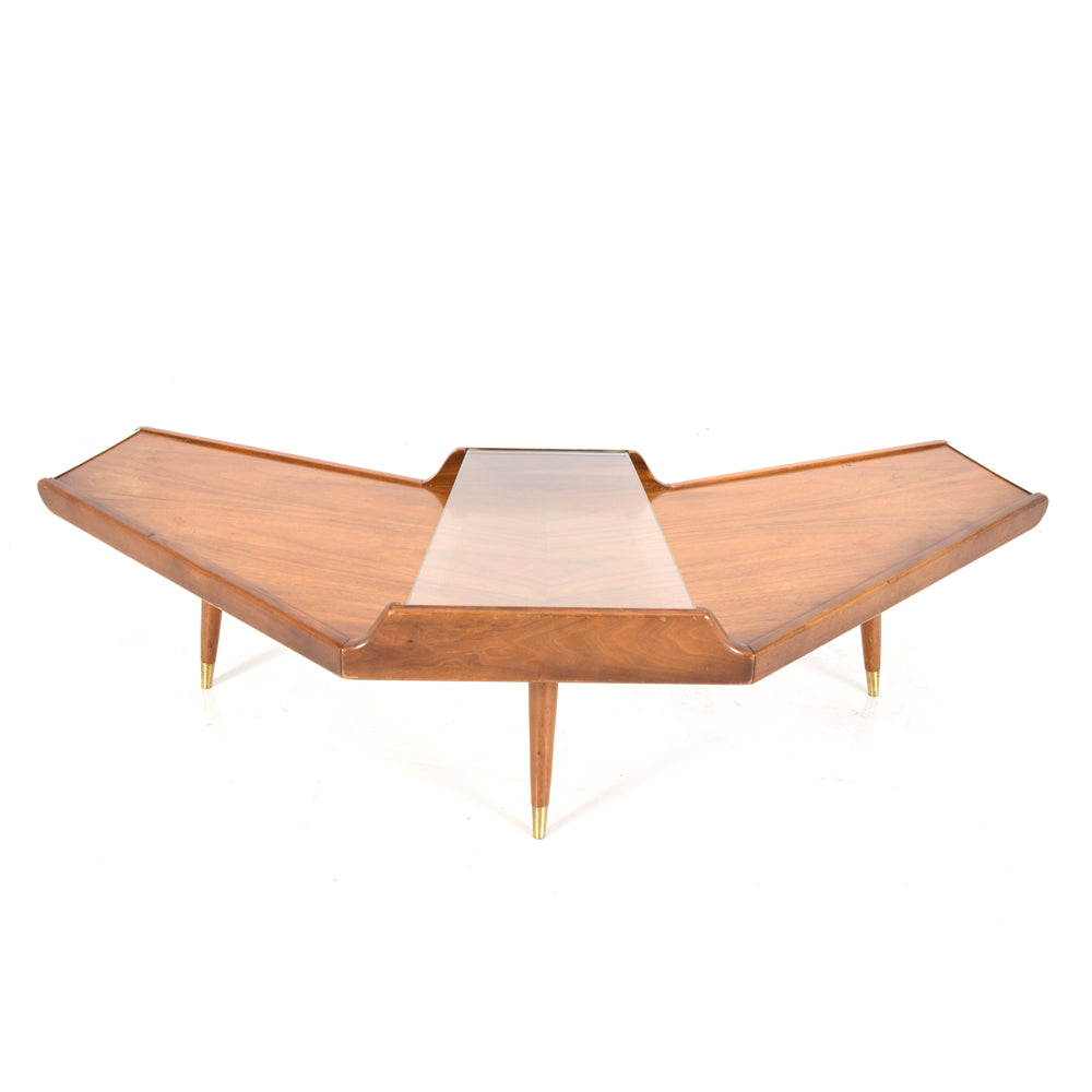 Wood Boomerang Modern Coffee Table
