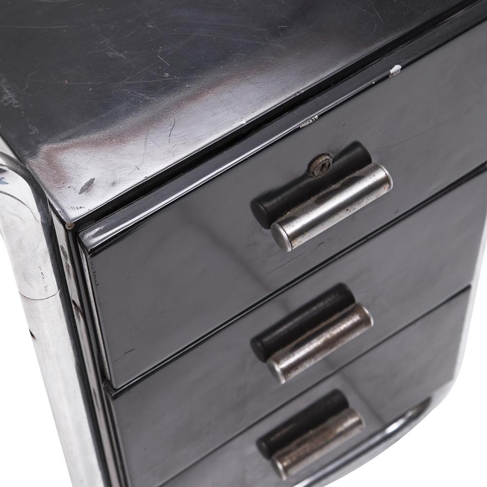 Curved Chrome Black Cabinet Desk