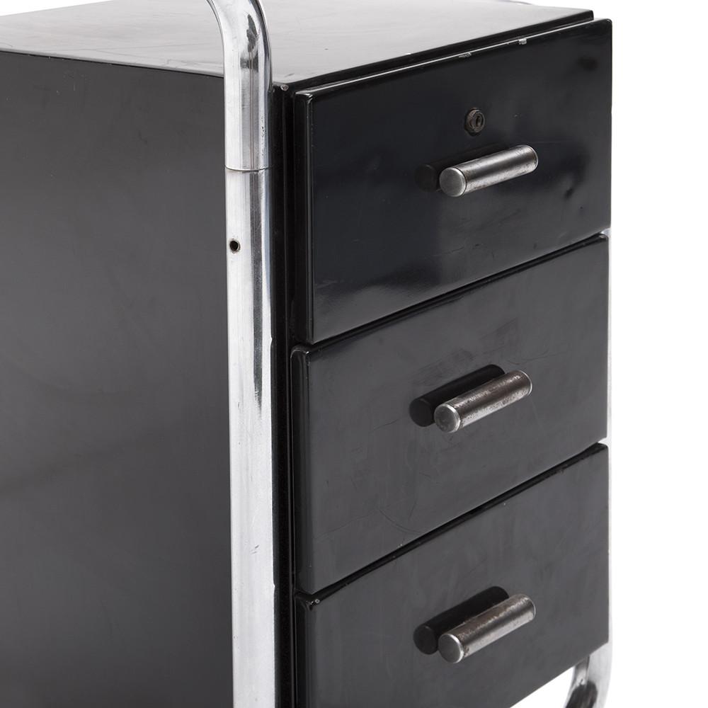Curved Chrome Black Cabinet Desk