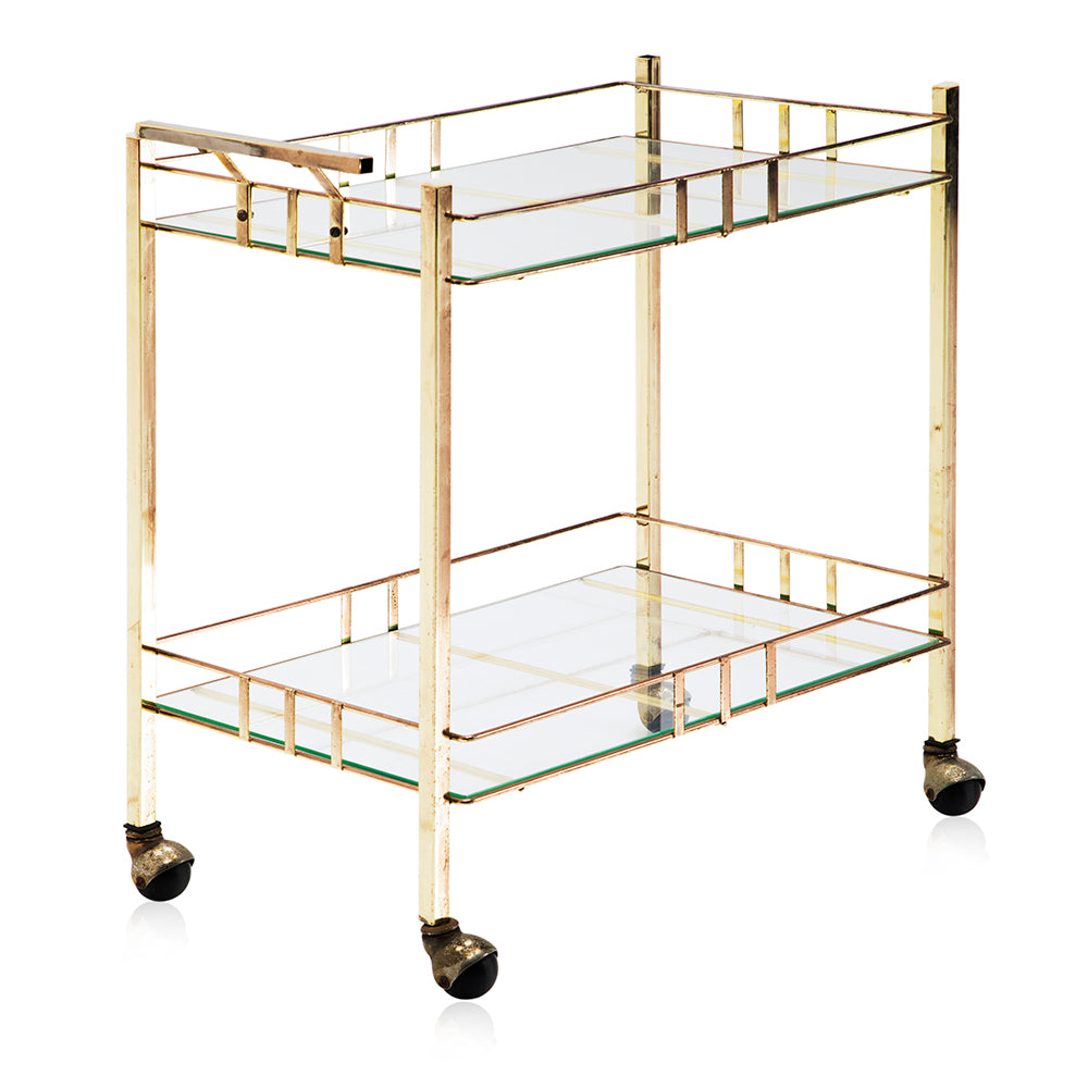 Gold Rectangle Rolling Cart